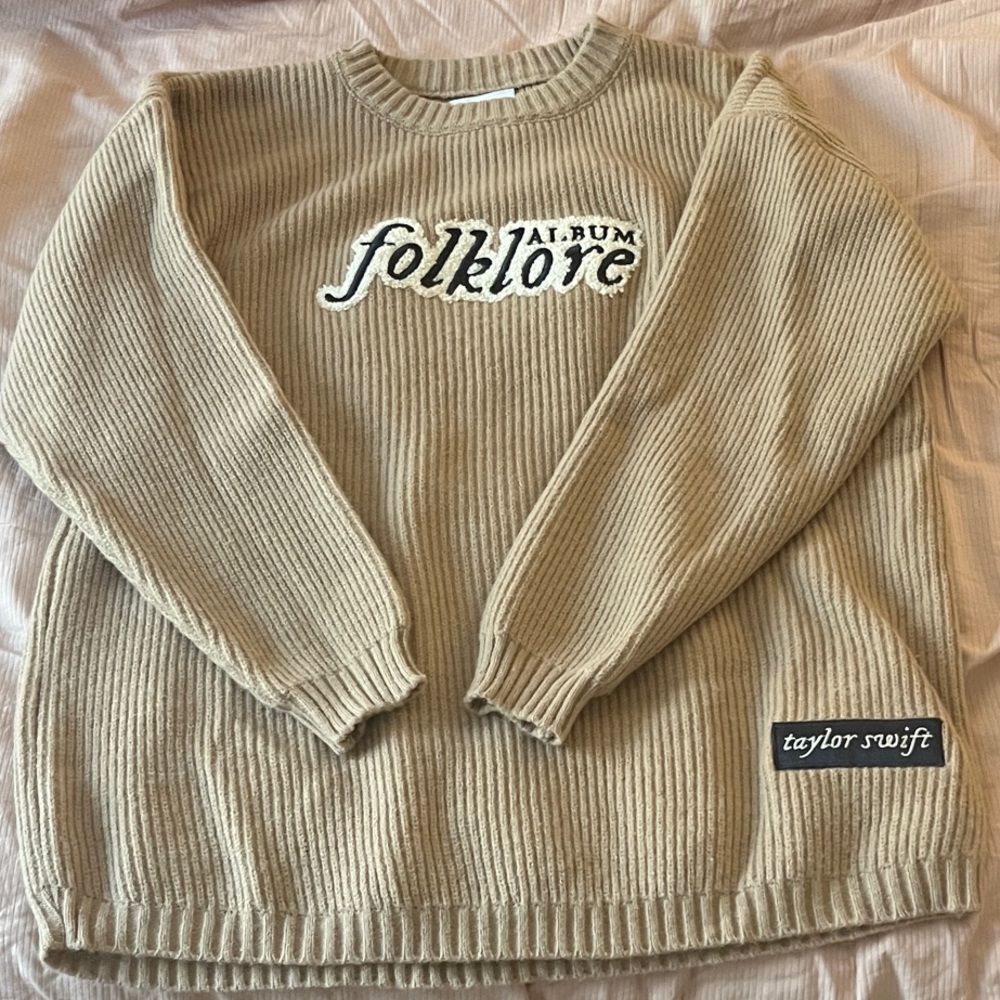 Taylor Swift folklore Album Chenille Patch Crewneck Sweater